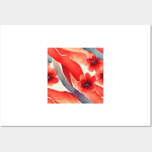 Watercolor red bow red ribbon Posters and Art